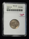 ANACS 1913 Type 2 5C Buffalo Nickel MS62