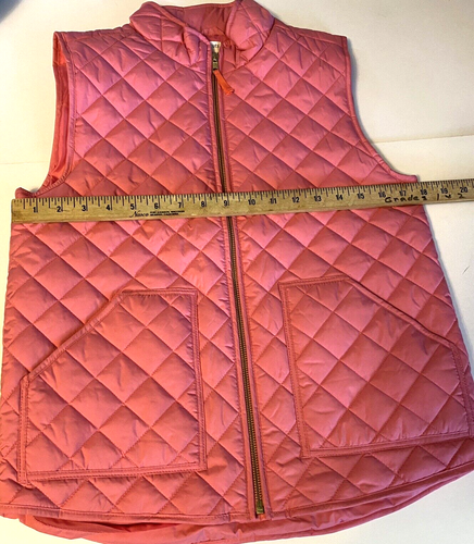 J Crew Crewcuts Girls Pink Quilted Puffer Vest Zip Front Size XL Pockets - Picture 10 of 11