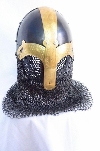 Medieval Armour Viking Helmet With Chain mail Viking Nasal Helmet - Bild 4 von 4