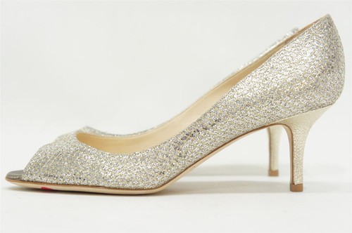 JIMMY CHOO ISABEL CHAMPAGNE GLITTER PUMPS HEEL SHOES 34/4 $595 - Picture 7 of 10