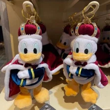 2025 New Authentic Hongkong Disney Birthday Donald Duck King Plush Doll Keychain
