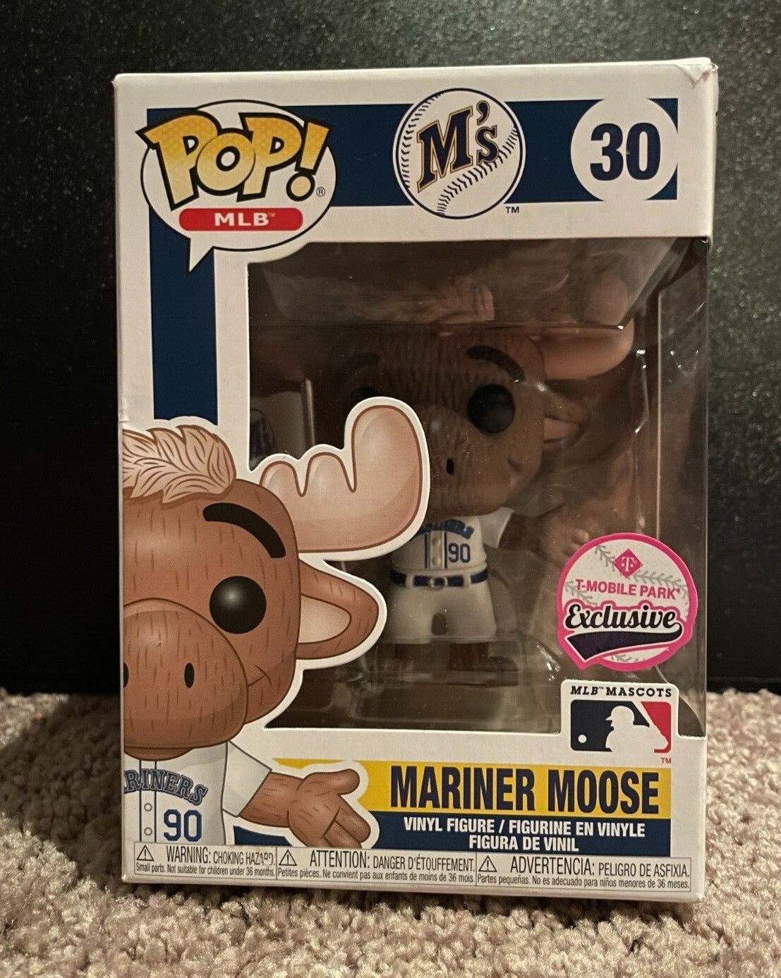 Nuevo En Caja Marineros Alce Funko Pop #30 Seattle Mlb Mascotas Sga Variación Blanca