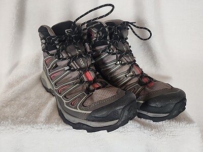 Salomon Women's  X Ultra 3 Mid GTX Boots Size 8.5 Castor Gray/Black/Pink
