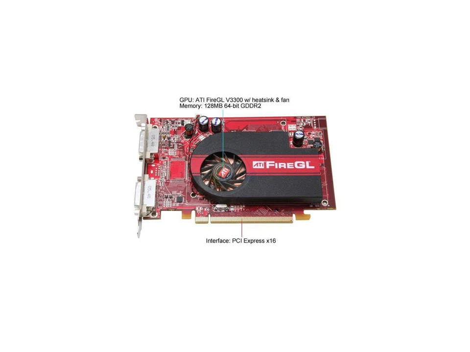 ATI FireGL V3300 PCIE 128MB GDDR2 Dual DVI Workstation Video Card 109-A77631-10 - Image 3 of 4