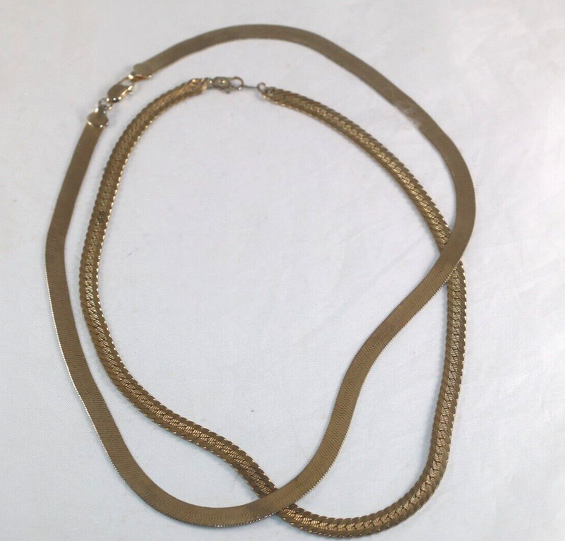 Vintage Lot of 2 Omega Chain Chains Gold Tone Wide
