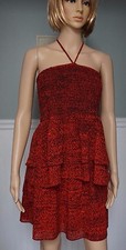 NWT MICHAEL KORS Size M, SUNARI Print Smocked Ruffle Top & Skirt GRENADINE $179