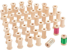 50Pcs Wooden Spools, Empty Bobbins Wood Sewing Embroidery Thread Spool Wire Weav