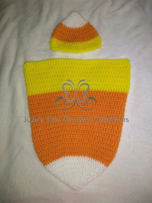 Baby Candy Corn Halloween Costume Photo Prop Baby Shower Gift Crocheted Handmade