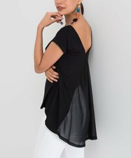 Milan Kiss Women's Black Short Sleeve Transparent Back Mini Dress Size S