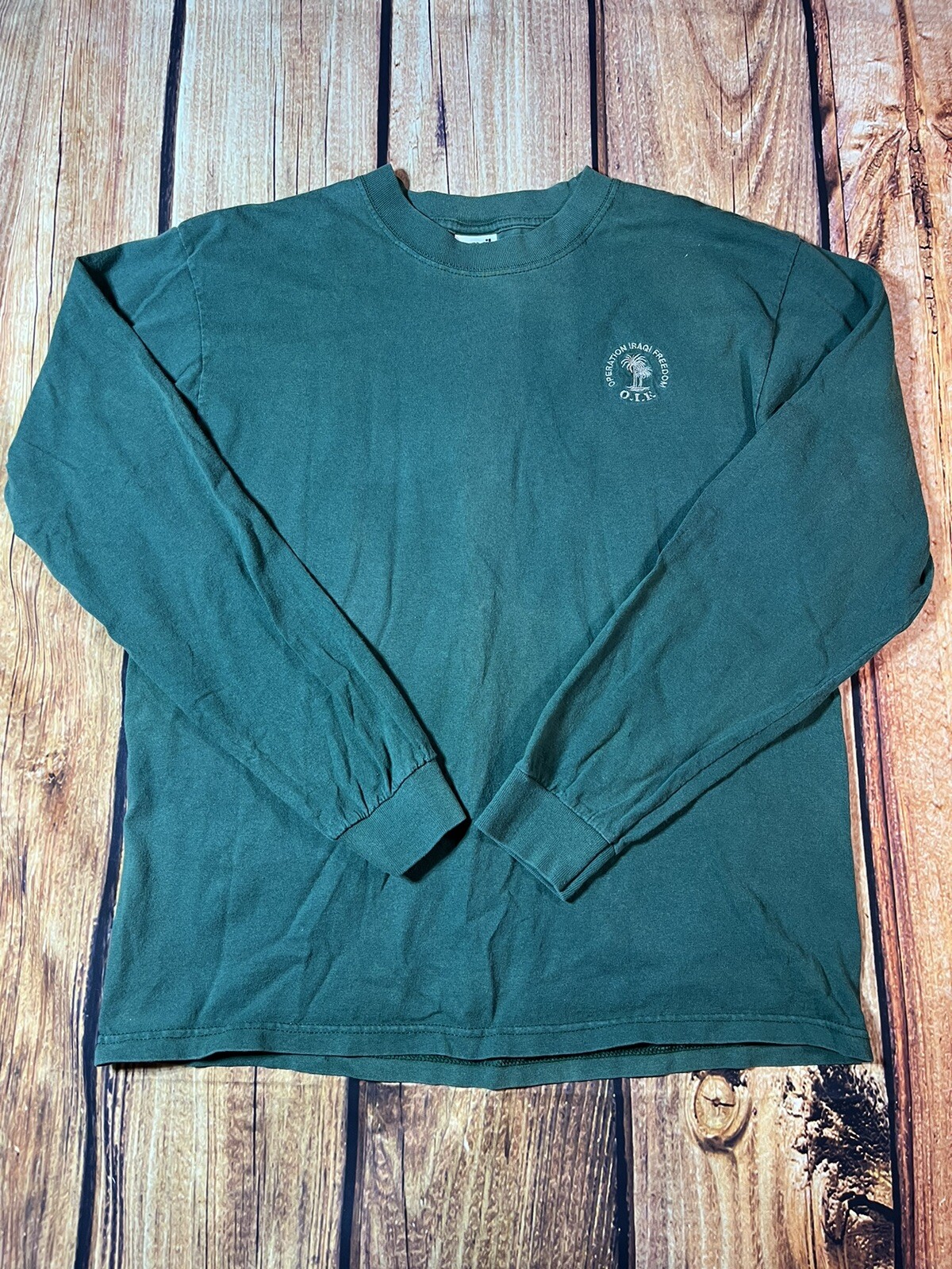 Vintage Operation Iraqi Freedom Anvil T-Shirt Mens Medium Long Sleeve Green