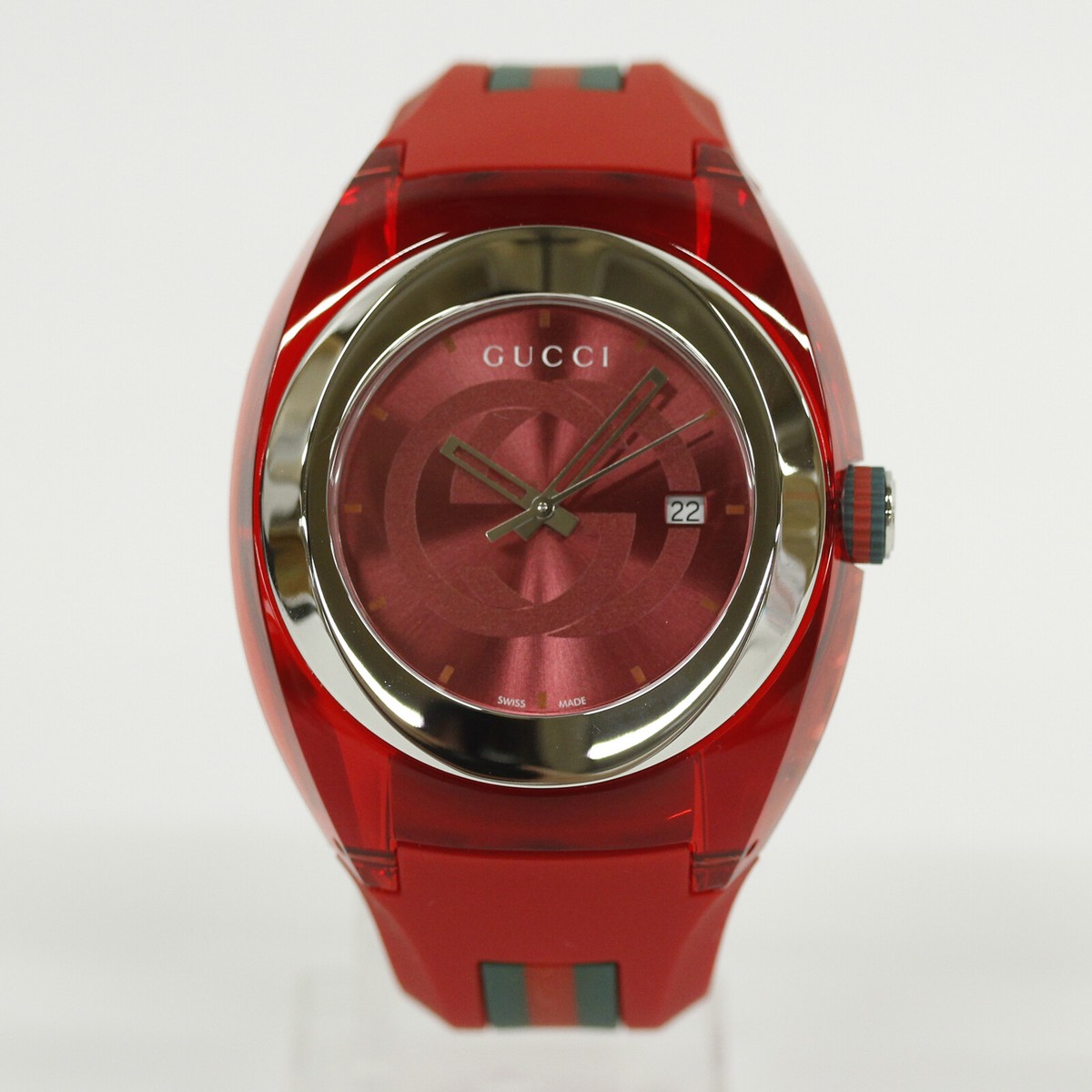 GUCCI SYNC YA137103A Analog Quartz Sapphire Crystal Red Red | eBay