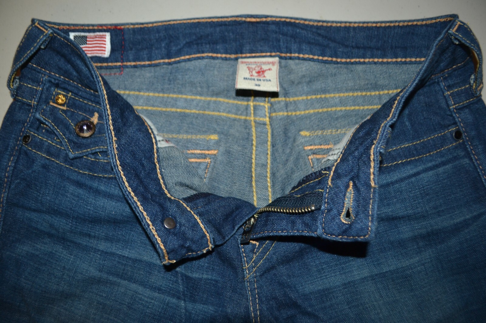 True Religion Women's Billy Straight Pocket Flaps Gem Blue Jeans Sz 30x33 thumbnail 8