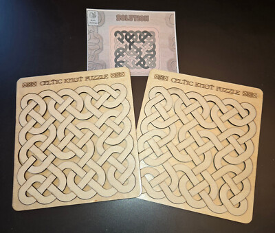 Wood brain challenge puzzle Celtic Knot with solution great gift