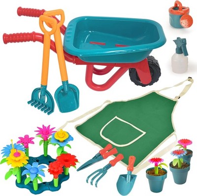 Kids Gardening Tool Set with Wheelbarrow & Watering Can - Toddler Gardening Kit