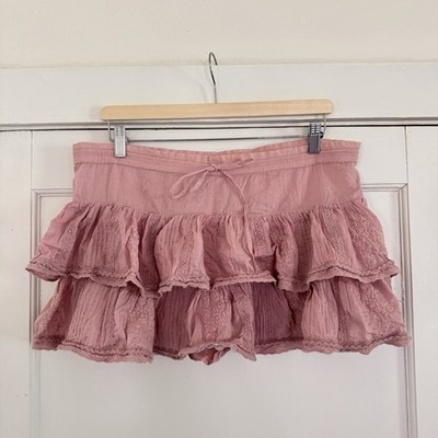 $179 Muche & Muchette Coquette Dark Blush Tiered Cotton Mini Skort OS Whimsy L