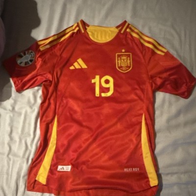 Size M Spain National Team Lamine Yamal #19 Soccer Jersey Red/Yellow