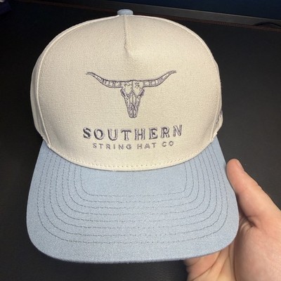 Southern String Hat Co Hat Cap Snap Back One Size White Blue Longhorn Mens