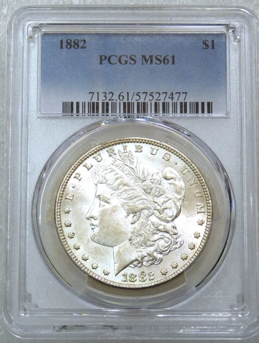 1882 P Morgan Silver Dollar PCGS MS61 Frosty White Luster PQ New Holder #Q277E