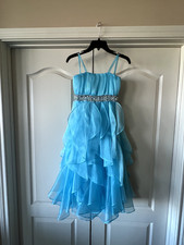 Blue Organza Ball Gown Girls Size 8