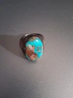 Vintage Silver Turquoise Ring Sz 8 3/4 , Awesome Turquoise  Men Piece E3