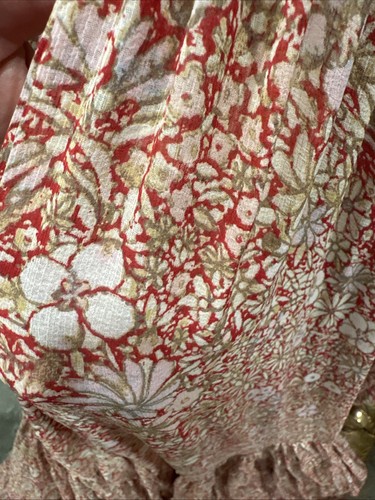Free People Feeling Groovy Maxi Dress Floral Print Flowy V-Neck Red XS Oversized - Picture 4 of 13