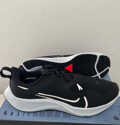 NIKE AIR ZOOM PEGASUS 37 SHIELD WEATHER-GEAR BLACK WHITE RUNNING SHOES MENS 10.5
