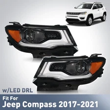 Halogen Upgrade LED Headlights For 2017-2021 Jeep Compass Tube Projector Pair