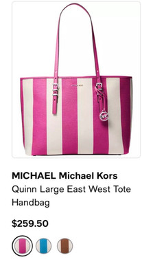 Brand New Raspberry pink MICHAEL Michael Kors quinn Large East West Tote