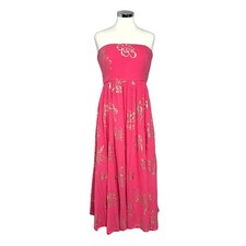 Free People Baja Babe Sleeveless Maxi Dress in Pink & Gold - Size L/XL