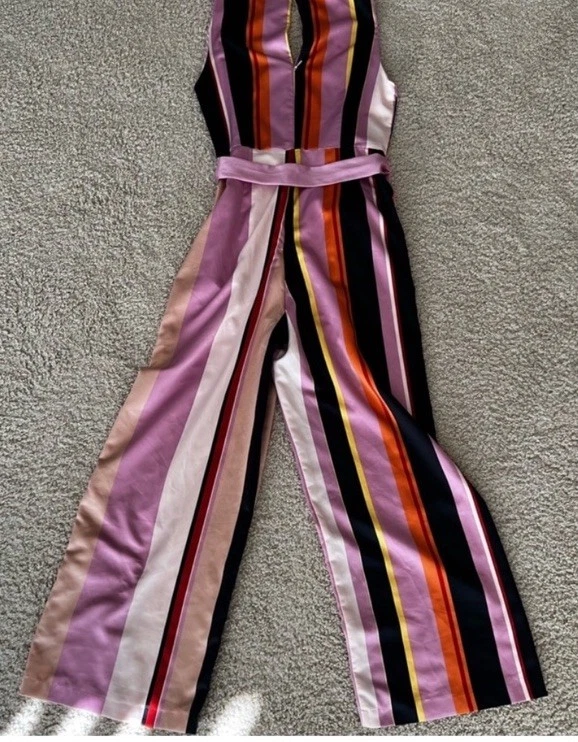 Mono de satén a rayas mango talla M Foto 4 de 4