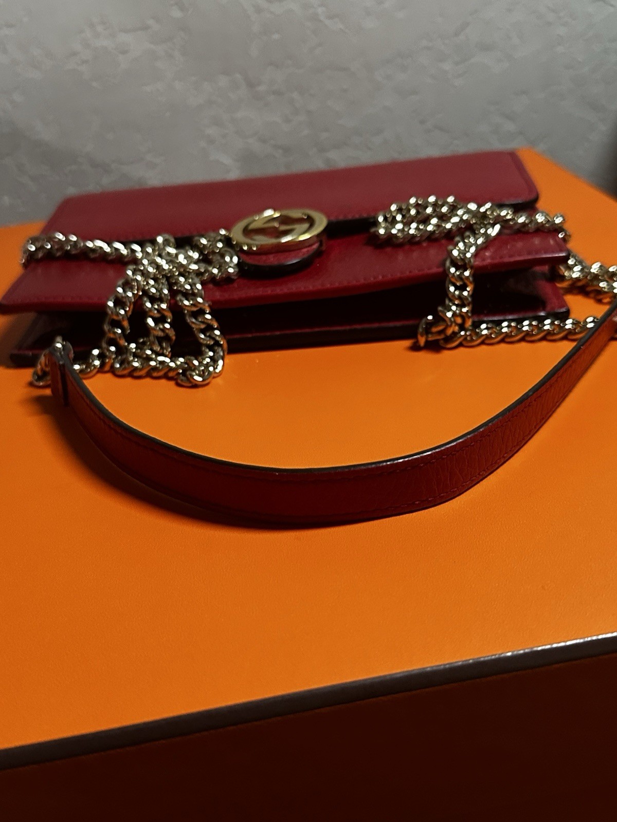 Authentic Red Gucci Interlocking Wallet On Chain … - image 9