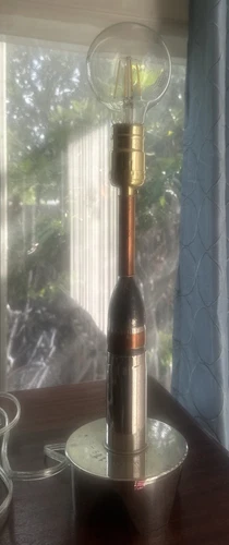 Trench Art Chromed Brass Lamp Antique Artillery Shell 3in Mark I WWI WW1