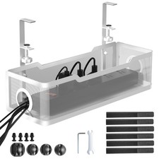 Under Desk Cable Management Tray White, Wire Organizers No Drill, Cable Tray ...