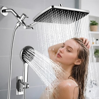 #ad High Pressure Rain Shower Head Combo w Arm amp; Handheld Spray Chrome $52.99
