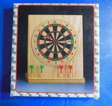 Executive mini desk dart set with solid oak board & brass tip darts