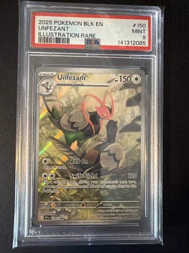 UNFEZANT 150 POKEMON BLACK BOLT 2025 ILLUSTRATION RARE PSA 9