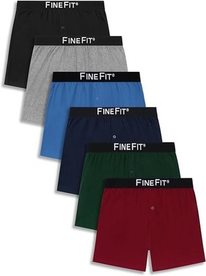 Men's FineFit Cotton Knit Boxers Underwear - Assorted Colors (6 Pack)