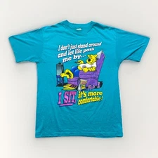 Vintage Sun Sportswear T Shirt Mens L 90s Humor I Sit Graphic Single Stitch Tee