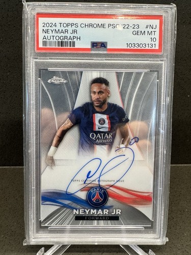 2024 Topps Chrome 2022-23 PSG Neymar Jr Chrome  /99 PSA 10 On Card Auto