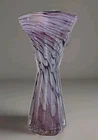Vtg 7" Murano Style Hand Blown Amethyst Purple/White Swirl Art Glass Bud Vase