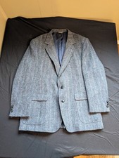 Harris Tweed x Tyler Hall Charcoal Grey Speckled Herringbone Blazer 48L Long