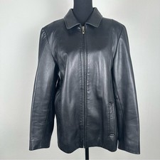 Vintage Valerie Stevens Lambskin Leather Jacket Women Size Large Black Full Zip