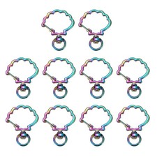 10Pcs Metal Spring Snap Keychain Clip, Shell Shape Lobster Claw Clasp, Rainbow