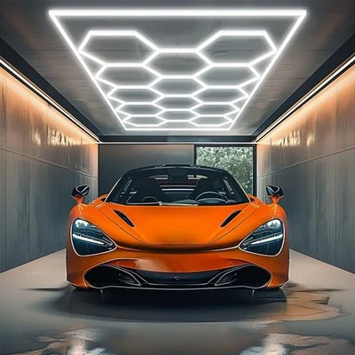 14x Hexagon LED Deckenleuchte Garagenbeleuchtung Werkstattbeleuchtung mit Rand