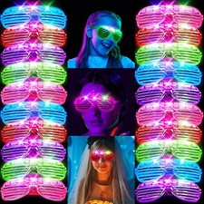 SHQDD 24 Pack LED Glasses Halloween Party Supplies5 Neon Colors with 3 Flashi...