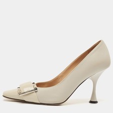 Décolleté Sergio Rossi grigio vernice e pelle decollete punta quadrata taglia 37