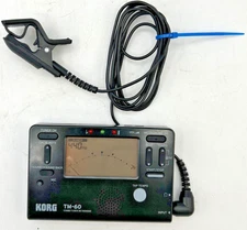 Korg TM-60 Combo Tuner Metronome Contact Microphone Black Tested Woodwind Brass