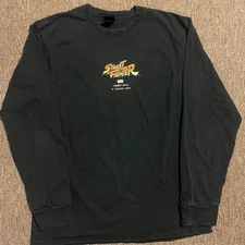 Black and multi-coloured Large HUF x Street Fighter graphic long sleeve shirt