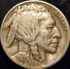 1917-P Buffalo Nickel Choice Original VF