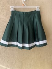 Vintage Varsity Cheer Green white Pleated Cheer Skirt Y2K waist 24 inch girls